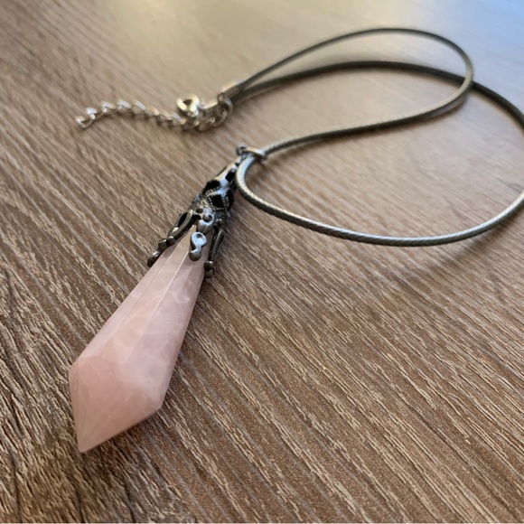 Genuine Pink Quartz Wand Necklace - Picture 5 of 8